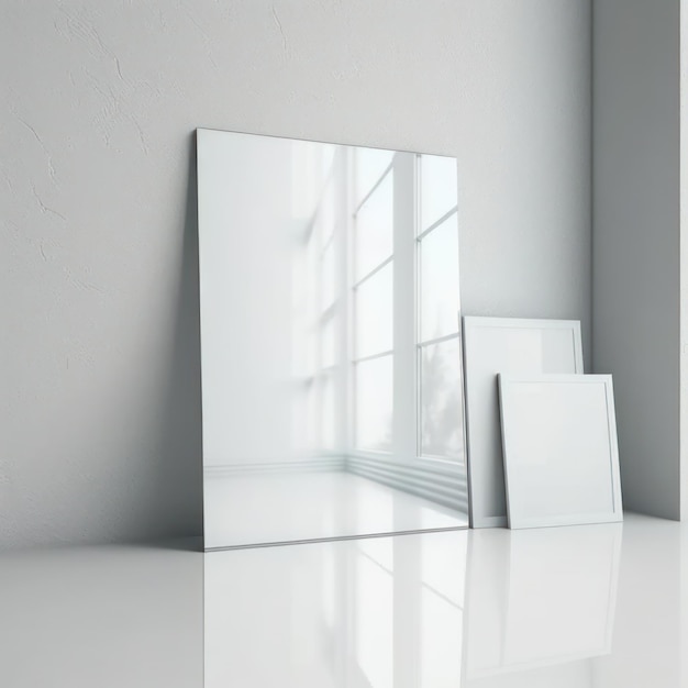 Frame poster mockup in home interior glass and mirrors AI Generaion