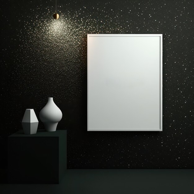 Frame poster mockup in home interior glittery night and jasper AI Generaion