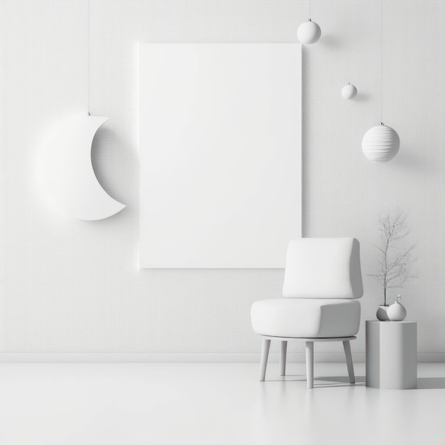 Frame poster mockup in home interior moon and stars AI Generaion