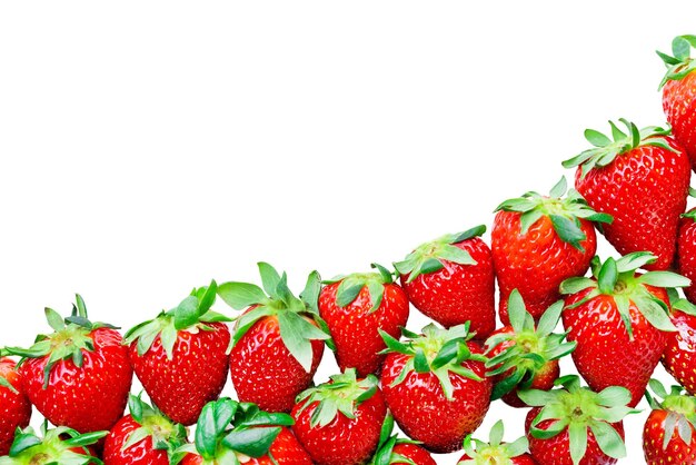 Frame of red ripe strawberries on a white background Isolated