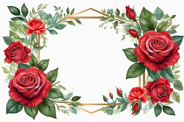 Photo frame roses red for background