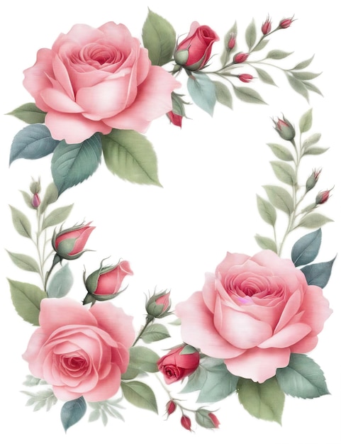 Frame of roses valentine background
