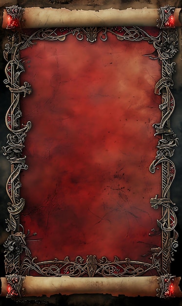 Frame of Scroll Paper Made of Aged Leather Deep Burgundy Color Theme Worship Antique Art BG Ideas