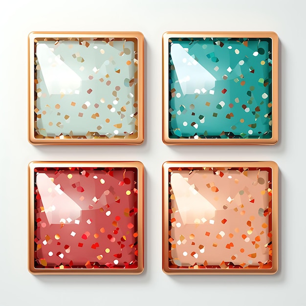 Frame of sequin paper with sparkling sequins in various colors a glos 2d flat on white bg wall art