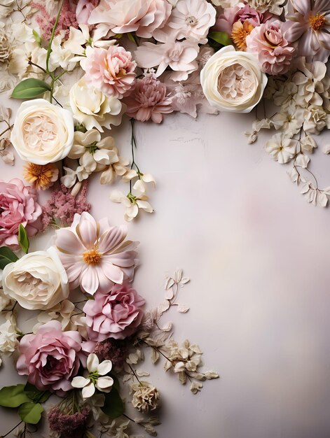 Foto frame di sfondo shabby chic con bianchi sbiaditi e accenti pastel social post concept ideas art