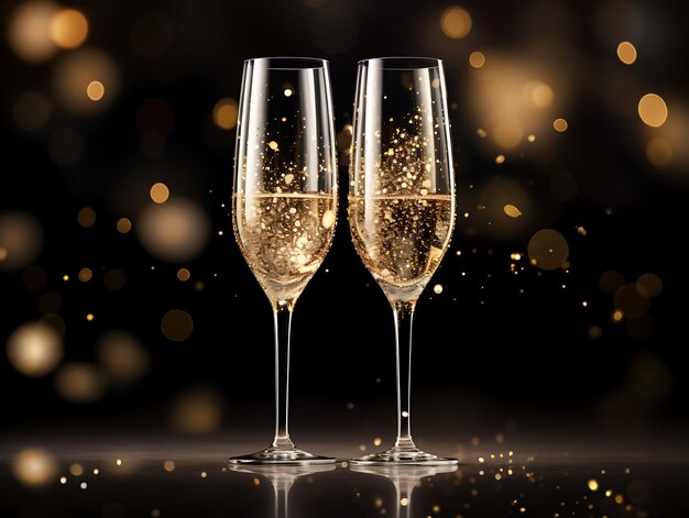 Frame of Sparkling Champagne Flutes Raise a Toast to the New New Year Eve Concept Idea Creative