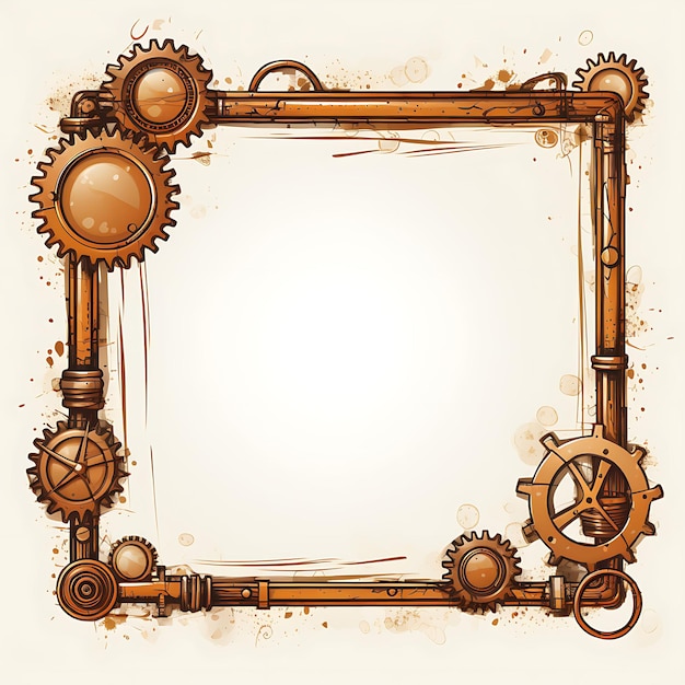 Frame Steampunk Scribbles Rectangular Frame With Gears Cogs and Me Creative Scribbles Decorative