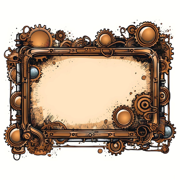 Frame Steampunk Scribbles Rectangular Frame With Gears Cogs and Me Creative Scribbles Decorative