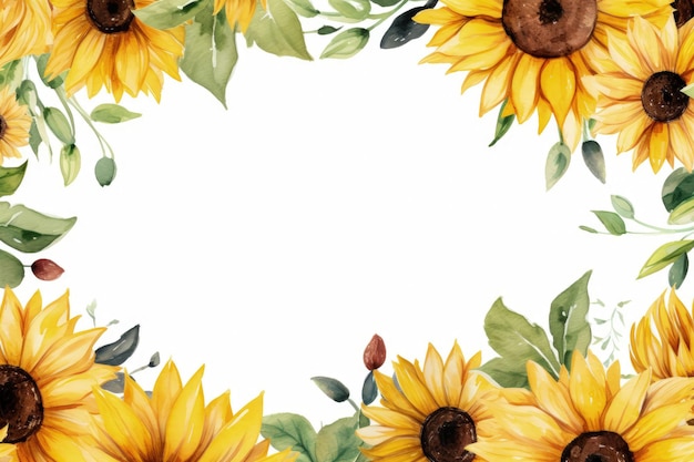 Foto frame sunflower border generative ai