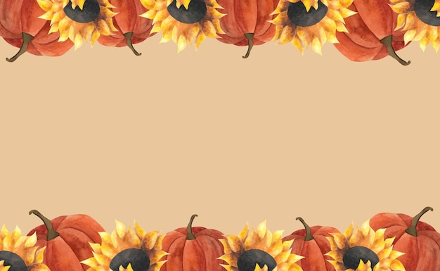 a frame of sunflowers with a blank board that says pumpkins