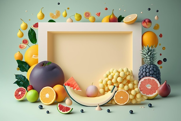 A Frame Surrounded by Fresh Healthy Fruits