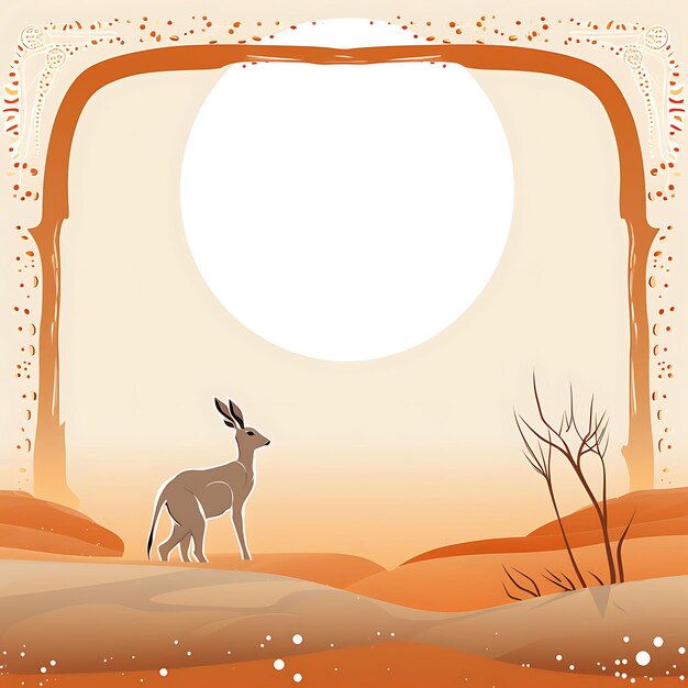 Frame of sweet hopping sahara hare reflecting agility and gr for kid 2d flat creative design art