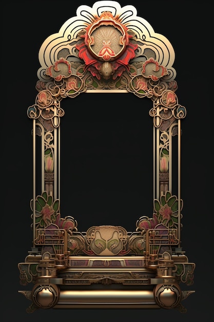 A frame that has a red head on it