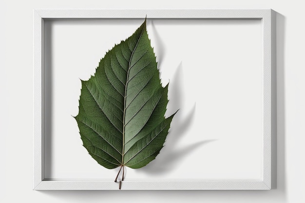 Cornice di una foglia di albero su uno sfondo bianco