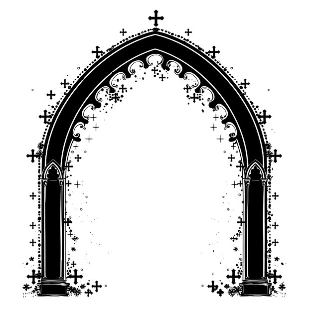 Frame van Abbey CNC Art met Gothic Arch Frame en Cross Symbol voor D CNC Die Cut Outline Tattoo