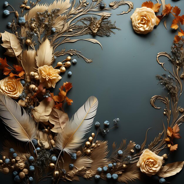 Frame van bloem gedroogd met natuurlijke en schoonheid scène bovenaanzicht fotoshoot creatieve esthetiek