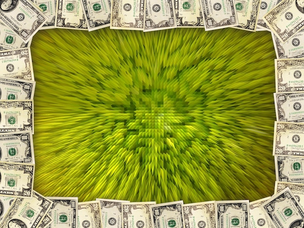 Frame van de dollars op de groene abstractie
