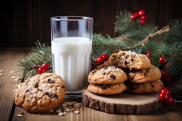 Frame van feestelijke kerstkoekjes, melk en koekjes en een Vi Chirstmas Decorations-conceptideeën