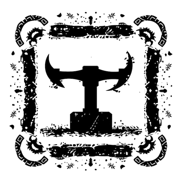 Foto frame van forge cnc art met hammer en anvil frame en horseshoe sym cnc die cut outline tattoo