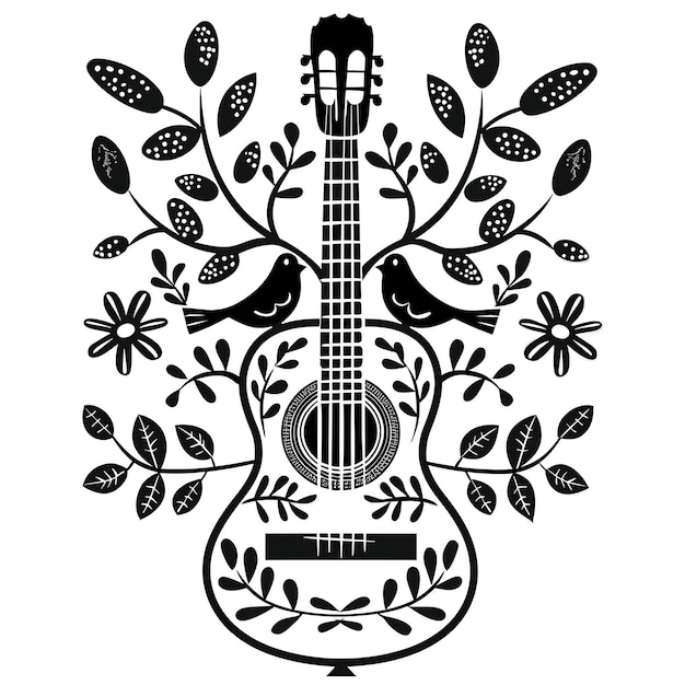 Frame van gitaar CNC kunst met boom en vogel ontwerpen kleine boom en Bi CNC Die Cut Outline Tattoo