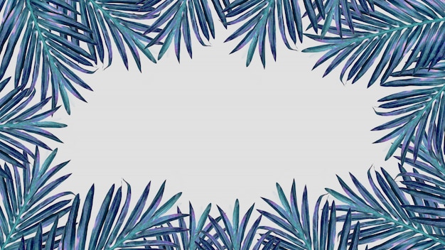 Frame van palmbladen op witte achtergrond. Ruimte voor tekst. Zomervakantie concept
