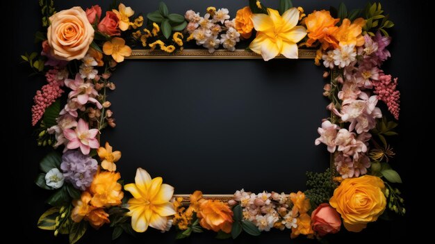 Frame van verse bloemen met een schone achtergrond binnenin