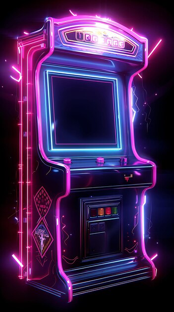 Frame van Virtual Reality Arcade Arcane Frame met Retro Arcade Machin Y2K Collage Glow Outline Art