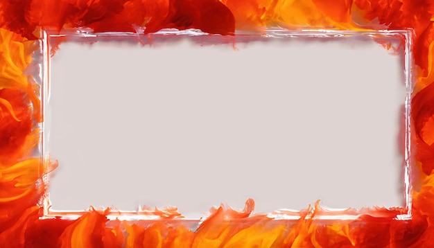 Frame van vuur op een witte achtergrond met ruimte voor uw tekst