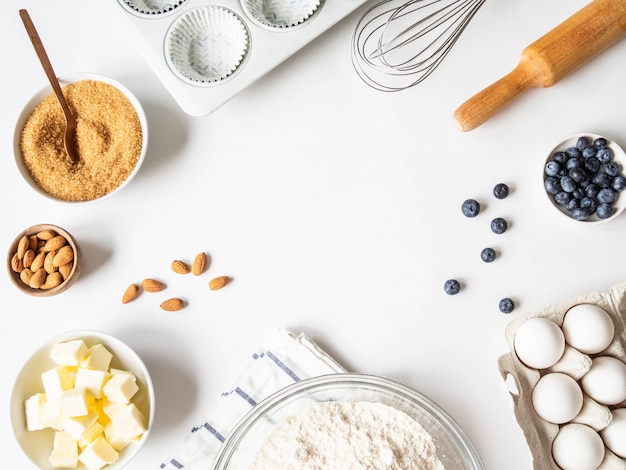 Frame of various baking ingredients