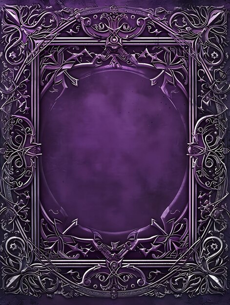 Frame of velvet textured paper in deep purple silver color theme myst worship antique art bg ideas