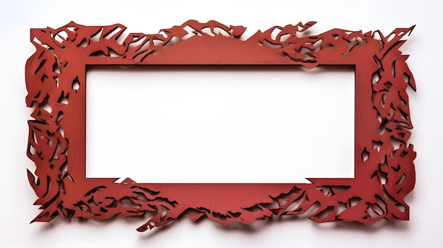 Frame verbrande rode kartonnen restjes geïsoleerd op een witte achtergrond