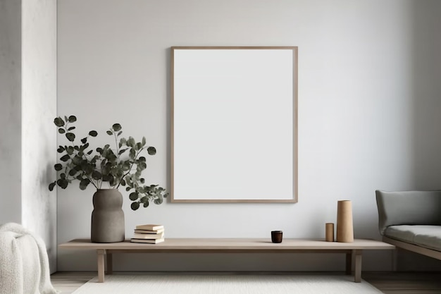 A frame on a wall with a plant on it