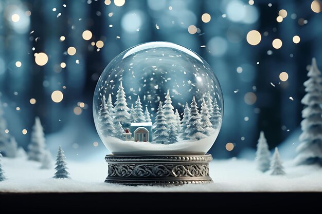 Frame of a Whimsical Snow Globe Collection Capturing Miniatu Chirstmas Decorations Concept Ideas