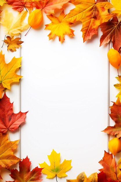 A frame with autumn leaves on it