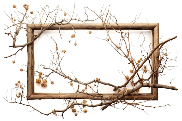 Photo a frame with branches and nuts on it