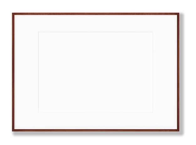 A frame with a brown border is on a white background.