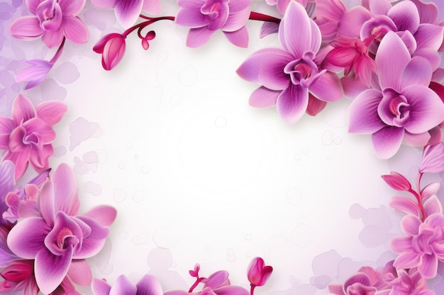 Frame with colorful flowers on orchid background ar 32 v 52 Job ID 4a0a9123382d44a4bf3edd9ef56dd8fd