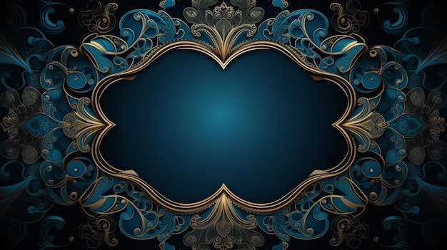 frame with floral decoration on a blue background