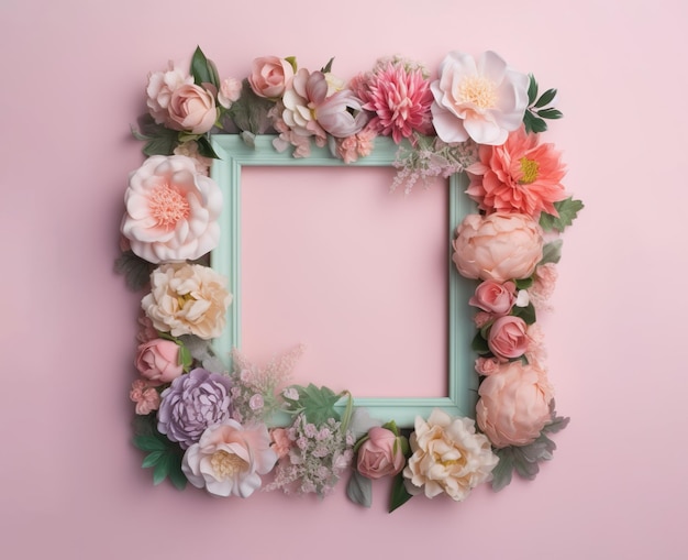 Frame with flowers decoration Generative AI