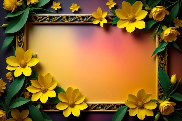 A frame with flowers on it