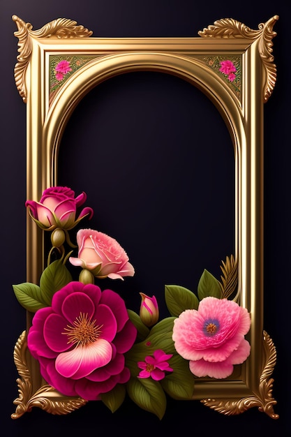 A frame with flowers on it