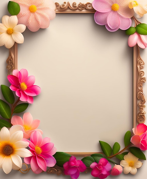 A frame with flowers on it