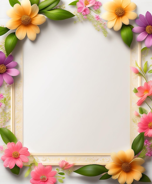 A frame with flowers on it