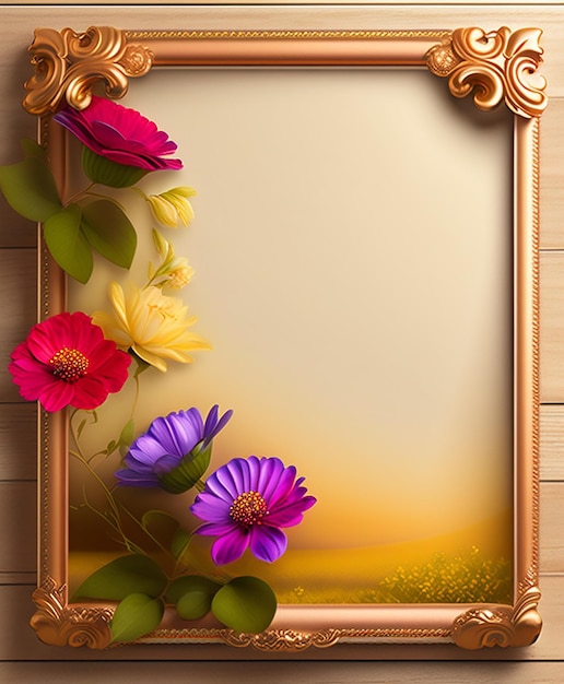 A frame with flowers on it