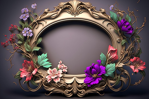 A frame with flowers on it