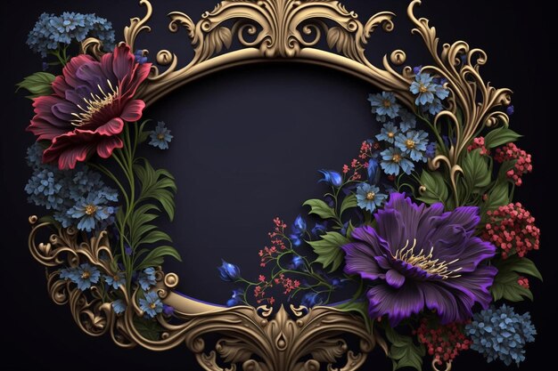 A frame with flowers on it