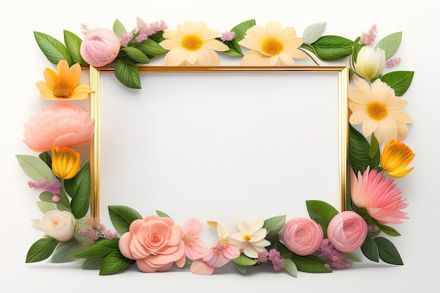 A frame with flowers on it