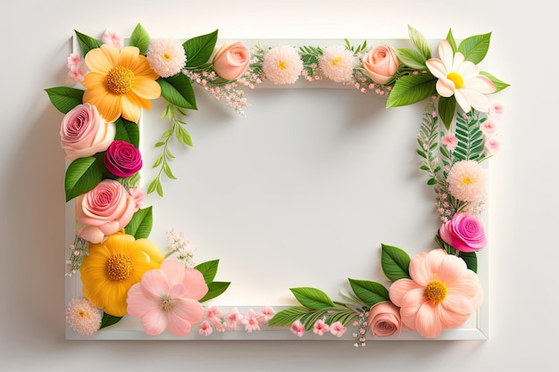 A frame with flowers on it