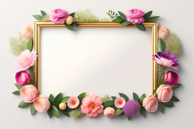 A frame with flowers on it