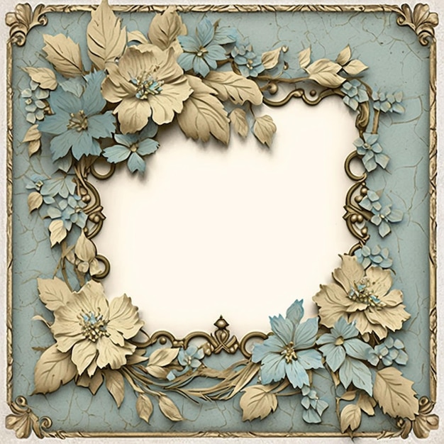 A frame with flowers on it